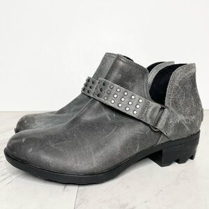 Sorel Lolla Strap Stud Gray Leather Bootie 6